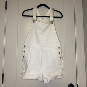 LOFT White overall shorts